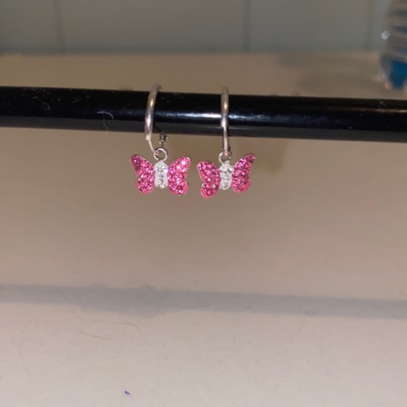 Rhinestone Butterfly Hanging Earrings - Picture 1 of 2